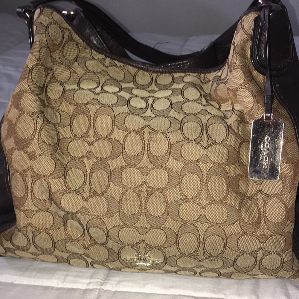 Coach Tan and Brown Signature Bag